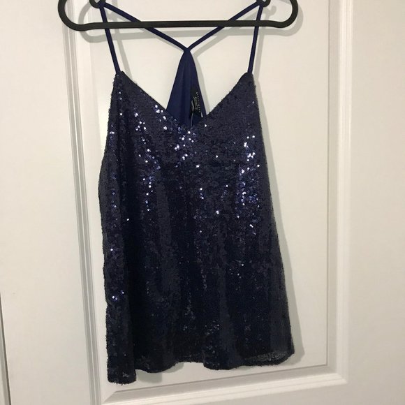 Urban Planet Tops - NWT - Navy Blue Sequin Halter Tank